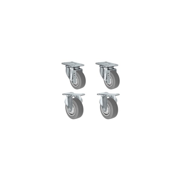 3"x1.25" Thermo Plastic Rubber Caster, 2 Swivel And 2 Rigid, PK4
